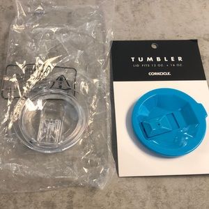 Set of 2 Corkcicle Tumbler lids (Clear & Blue)
